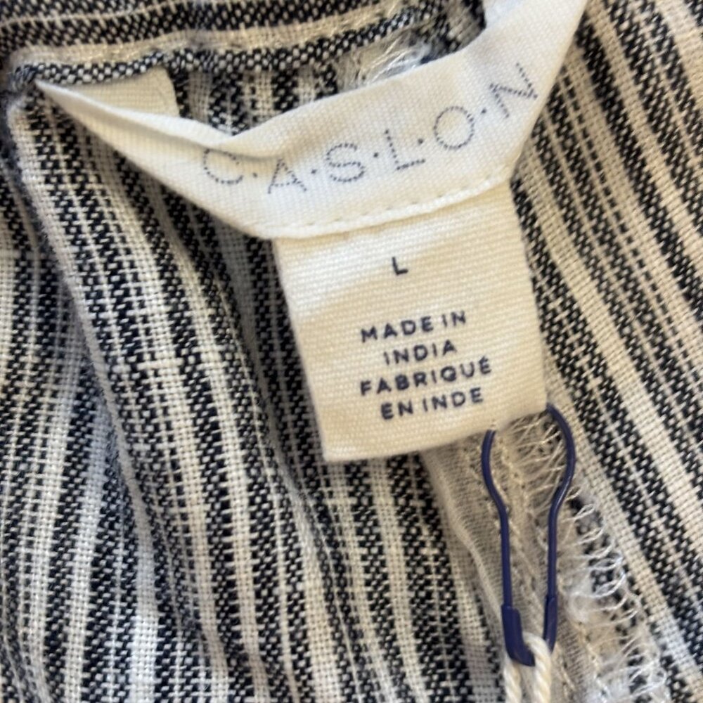 Caslon Striped 100% Linen Drawstring Pants Size L - Picture 5 of 14